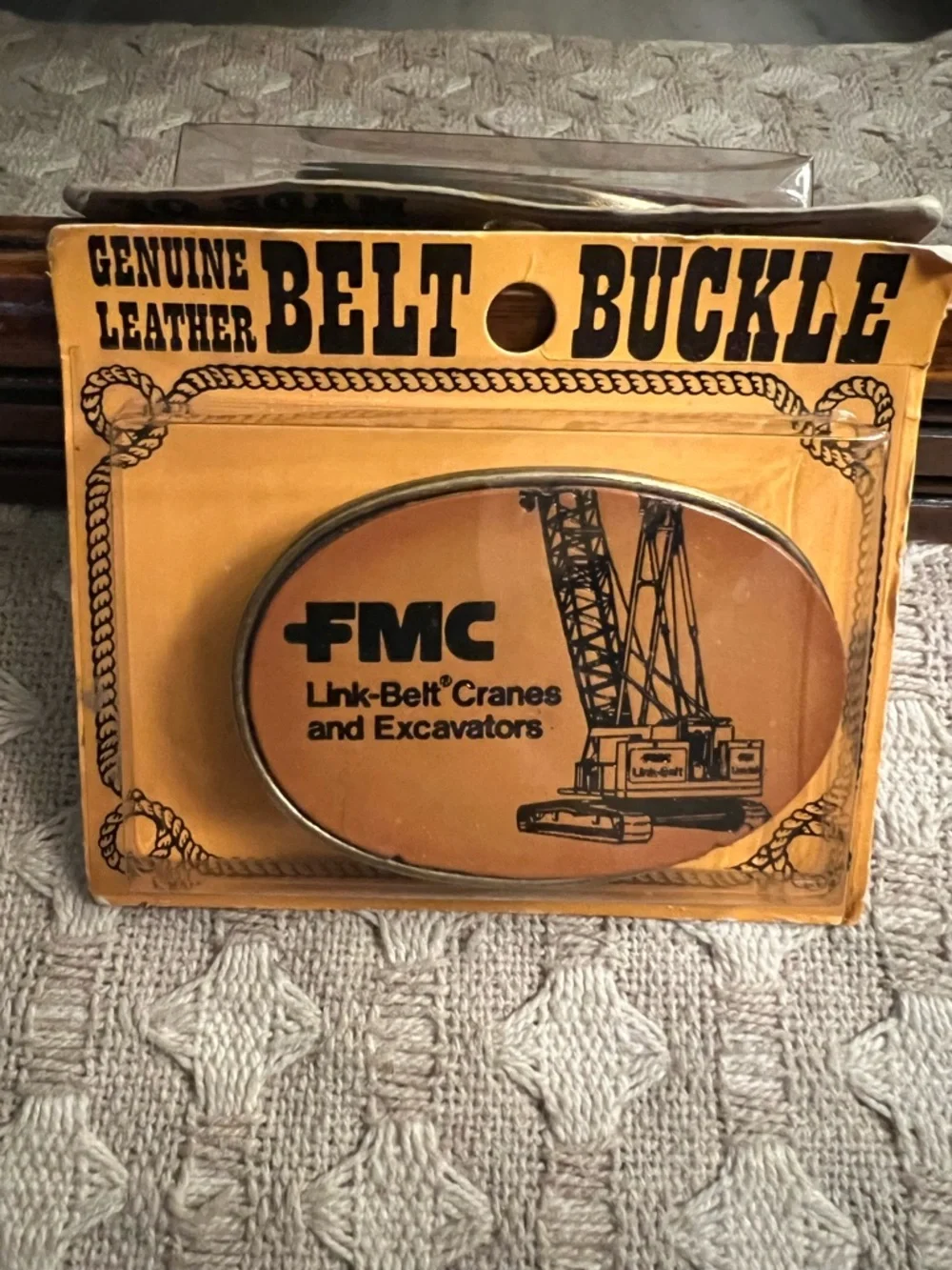 VINTAGE *NEW OLD STOCK* FMC Excavators Link Belt Cranes Leather Belt‎ Buckle NIB